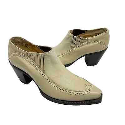 #ad Bamp;B Boots 6.5 Women#x27;s Cream Leather Snip Toe Ankle Booties Made in Mexico $49.99