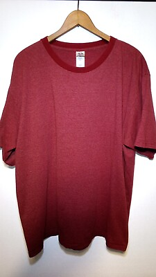 #ad Vintage Fruit Of the Loom easy to wear Mens Sz 2XL Red Striped Crewneck T Shirt $21.80