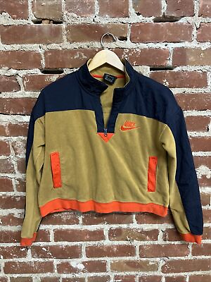 #ad Nike Sportswear Womens Brown Blue Fleece 1 4 Zip Sweater Size Small CJ4927 $29.99