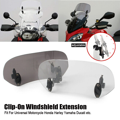 #ad Motorcycle Adjustable Windshield Clip On Extension Spoiler Windscreen Deflector $20.50