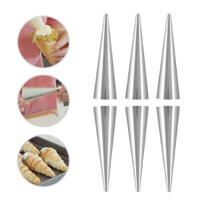 #ad 12 Pcs Stainless Steel Pastry Molds Set Cream Horn amp; Cannoli Tubes for Baking $9.45