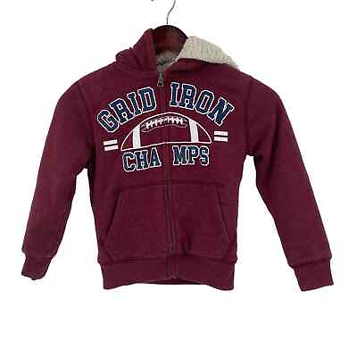 #ad Youth burgundy football full zip hoodie fleece lined Childrens Place small $12.00