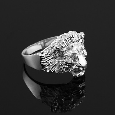 #ad Sterling Silver Lion Head Men#x27;s Ring $43.19