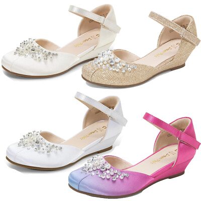 #ad Girls Flat Shoes Dress Shoes Low Heels Low Wedge Pumps Party Wedding Shoes $18.99