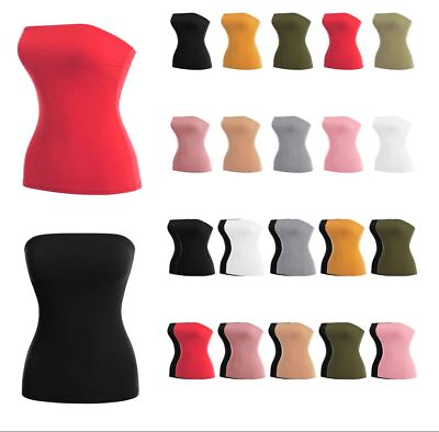 #ad MixMatchy Basic Solid Stretchy Cotton Long Bandeau Tube Top $5.99