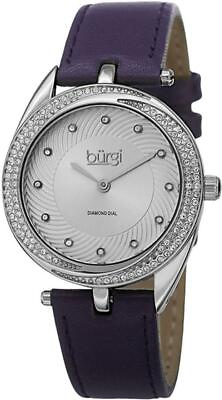 #ad Burgi BUR122PU Crystal Bezel Diamond Dial Purple Strap Silvertone Womens Watch $79.00