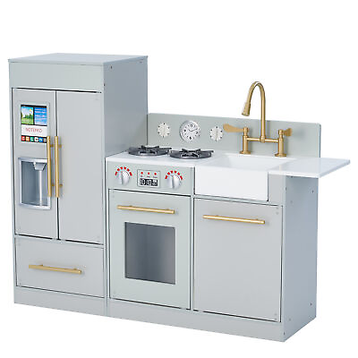 #ad Large Wooden Kitchen Toy Play Kitchen With Ice Maker TD 12302A $179.99