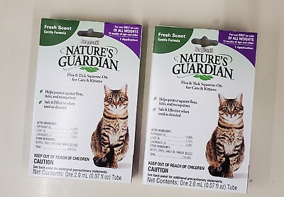 #ad 2 Nature#x27;s Guardian Flea amp; Tick Squeeze On For Cats amp; Kittens Fresh Scent $12.99