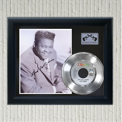 #ad Fats Domino quot;Aint That A Shamequot; Framed Silver Reproduction Signed Record Display $129.95