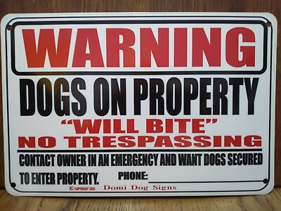 #ad Metal Warning Dogs Sign For FENCE Beware Of Dog 8quot;x12quot; dog will bite USA Made $9.00