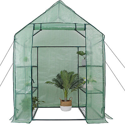 #ad 6 Shelve Greenhouse Mini Walk In Outdoor Mini Plant House Portable Durable Frame $45.58