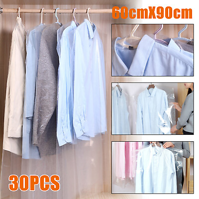 #ad 30Pcs Clear Dust Cover Clothes Garment Suit Dress Jacket Storage Bag Travel Coat $16.48