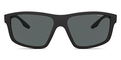 #ad Prada PS 02XS Men#x27;s Sunglasses Black Rubber Frame Polarized Dark Gray Lens $204.77