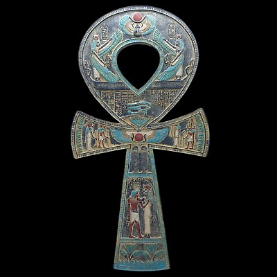 #ad LARGE RARE ANCIENT EGYPTIAN ANTIQUE KING TUT ANKH KEY OF LIFE WITH ISIS amp; SCARAB $151.99