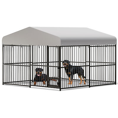 #ad #ad Outdoor Dog House Dog Kennel Outside With Waterproof Cover Iron Guardrails House $278.99