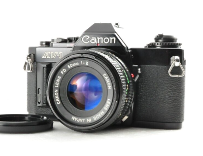 #ad CANON AV 1 av 1 Black with NFD 50mm F 1:2 Lens 35mm SLR FILM CAMERA Near Mint $98.99