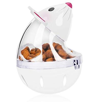 #ad Cat Food Slow Feeder Ball Mice Water Droplet Bone Tumbler Toy White $13.30