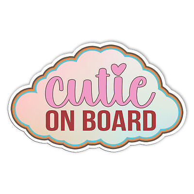 #ad Cutie On Board Stickers Cute Safety Baby in Car Decals Vinyl Sticker Size 5in $6.45