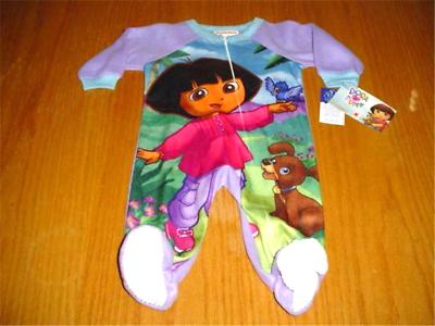 #ad New WT Dora The Explorer Perrito Puppy Blue Bird Sleeper Pajamas Baby Girl 12 Mo $13.00