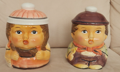 #ad VINTAGE Price Products Bellmawr NJ CUTE large boy amp; girl cookie jars never used $29.99