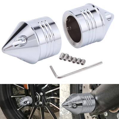 #ad Chrome Thick Cut Front Wheel Axle Nut Cover Cap Aggressive for Harley Davidson A $17.95