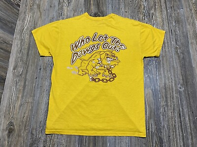 #ad Vintage T Shirt quot;Who Let The Dawgs Outquot; Size XL 1990’s Spike Yellow $44.96