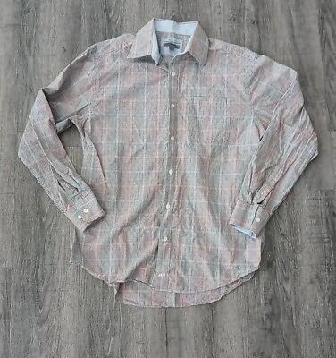 #ad Johnston amp; Murphy Button Down Shirt Mens Large Tailored Fit Designer Checkerd $10.50
