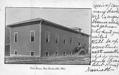 #ad F41 New Straitsville Ohio Postcard 1907 Club House Building $9.20
