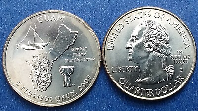 #ad One 2009 P Guam Quarter Uncirculated from OBW Roll $2.29