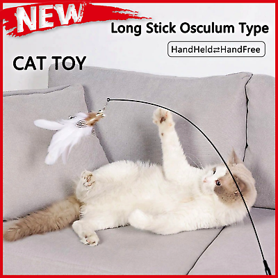 #ad Interactive Teaser Feather Cat Play Toy Wand Kitten Stick Suction Simulation AU $64.95