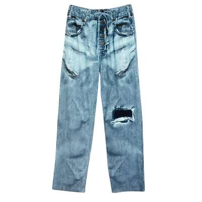 #ad Adult 100% Cotton Faux Denim Jeans Lounge Pants With Drawstring Waist $24.99