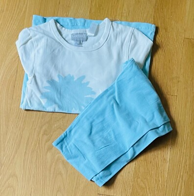 #ad Girls Coccoli Size 8 EEUC Long Sleeve Blue Palm Tree Pajama Set Pjs $16.99