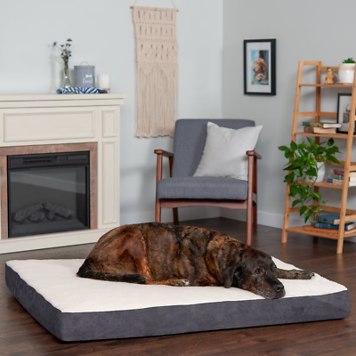 #ad Faux Sheepskin amp; Suede Deluxe Orthopedic Cat amp; Dog Bed with Removable Cover Gray $64.58