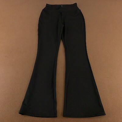 #ad Women#x27;s Size Small Black High Waisted Pull On Flare Leg Athletic Pants New $15.87