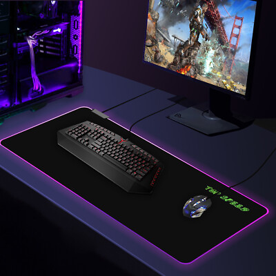 #ad Gaming Mouse Pad RGB LED Light Computer Keyboard Mouse Mat 9 Colors Large Size $19.69