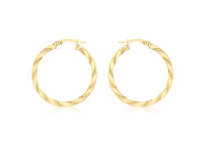 #ad 30mm Twist Creole Earrings 9ct Yellow Gold GBP 200.99
