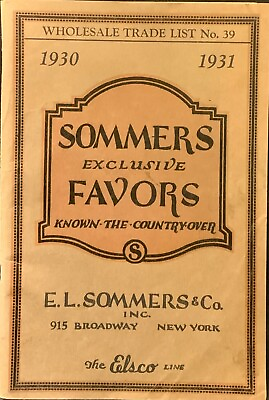 #ad ANTIQUE VINTAGE ‘E.L. SOMMERS FAVORS BOOK’ INCLUDES HALLOWEEN CHRISTMAS TOYS $350.00
