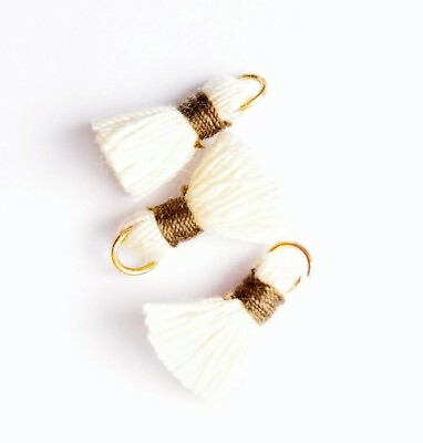 #ad Ivory Tassels Small Ivory Tassel Small Cotton Tassels with Jump Ring 3pcs 15mm $2.75