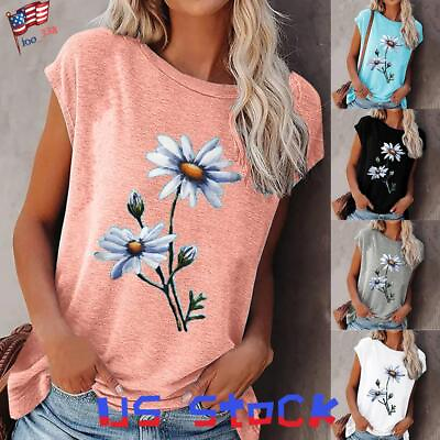 #ad Womens Floral Tops Ladies Casual Loose Swing Tunic Summer Blouse T Shirt Tee US $9.79