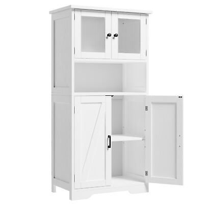#ad 50.4quot; Freestanding Pantry Cabinets Wooden Cupboard for Bathroom Kitchen New $102.00