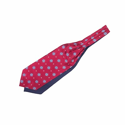#ad Ascot Cravat Tie 100% Silk Red Blue Geometric Dress Formal Wedding Necktie Scarf $27.49