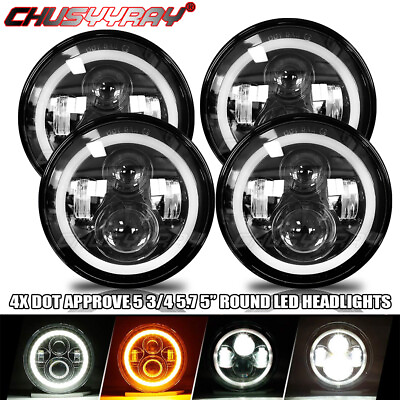 #ad 4pcs 5 3 4quot; 5.75 inch LED Headlight Round Hi Lo DRL for Chevy Corvette C2 Dodge $159.99