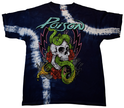 #ad Poison Mens Posion Rock Metal Band Snake Skull Rose Graphic Shirt NWT L $9.99