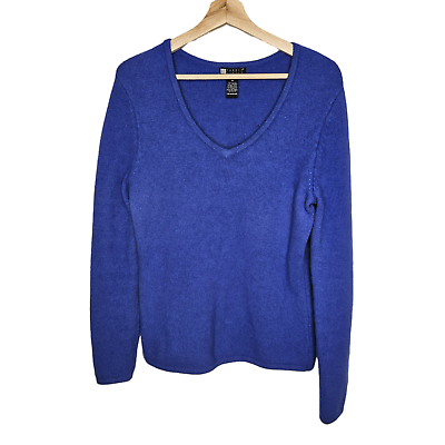#ad CAROL LITTLE Blue Angora Sweater Wool Blend V Neck Pullover Medium Soft Cozy $19.80