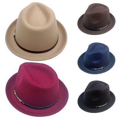 #ad Curly Top Hat Wool Fedora Hat Gentleman Hat Wide Brim Jazz Cap Women Fashion NEW $9.62