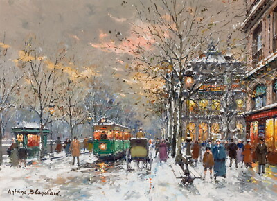 #ad Street View of Paris in Winter Oil painting HD Giclee Printed on Canvas P1680 $8.99