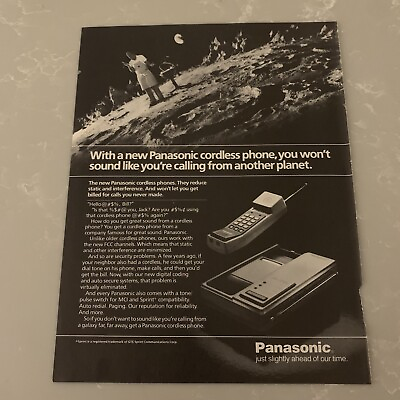 #ad 1985 Panasonic Cordless Phone Telephone Print Ad Original Slightly Ahead Of Time $7.39