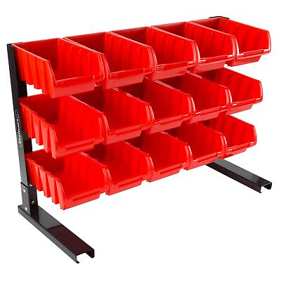 #ad 15 Bin Storage Rack Organizer Durable Carbon Steel with Stackable Plastic Dr... $47.05