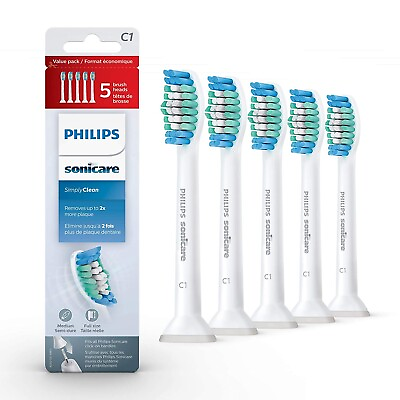 #ad 5 Pack C1 Sonicare Simply Clean Replacement Toothbrush Brush Heads HX6015 03 $15.94