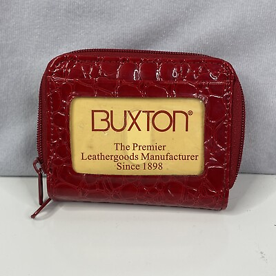 #ad MINI BUXTON WINE MAROON RED LEATHER CARD CASE WALLET $12.99